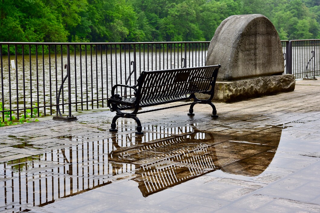 Bench and Stones Reflected