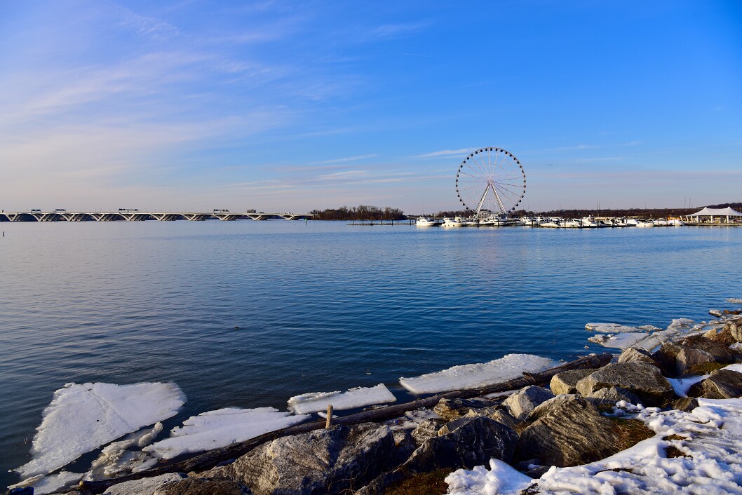 Snow Recedes Along National Harbor
