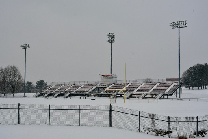Field and Stadium Seating Covered in Snow