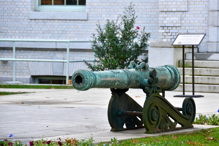 Brass Cannon Outside of Larson Hall