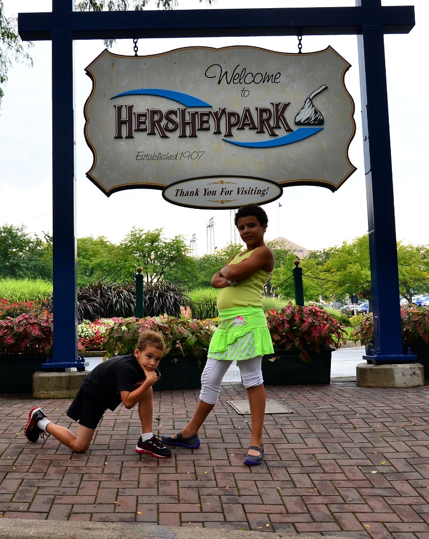 Looking Suave by the Hershey Park Sign Looking Suave by the Hershey Park Sign