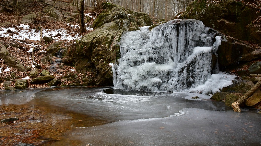Quite Frozen Falls on a Winter Hike