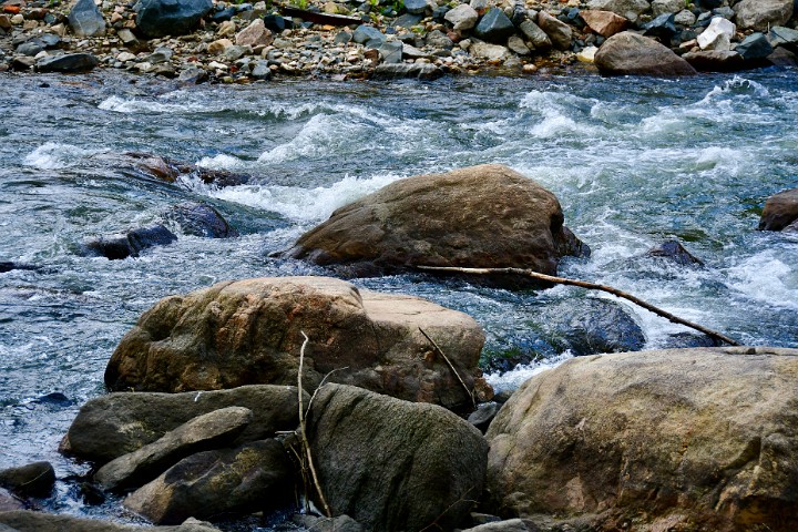 Water Flowing Fast Over Rocks