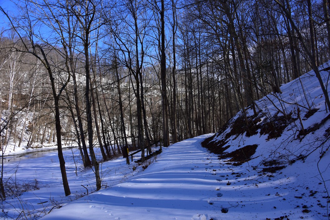 Gentle Curve in the Snow Covered Road