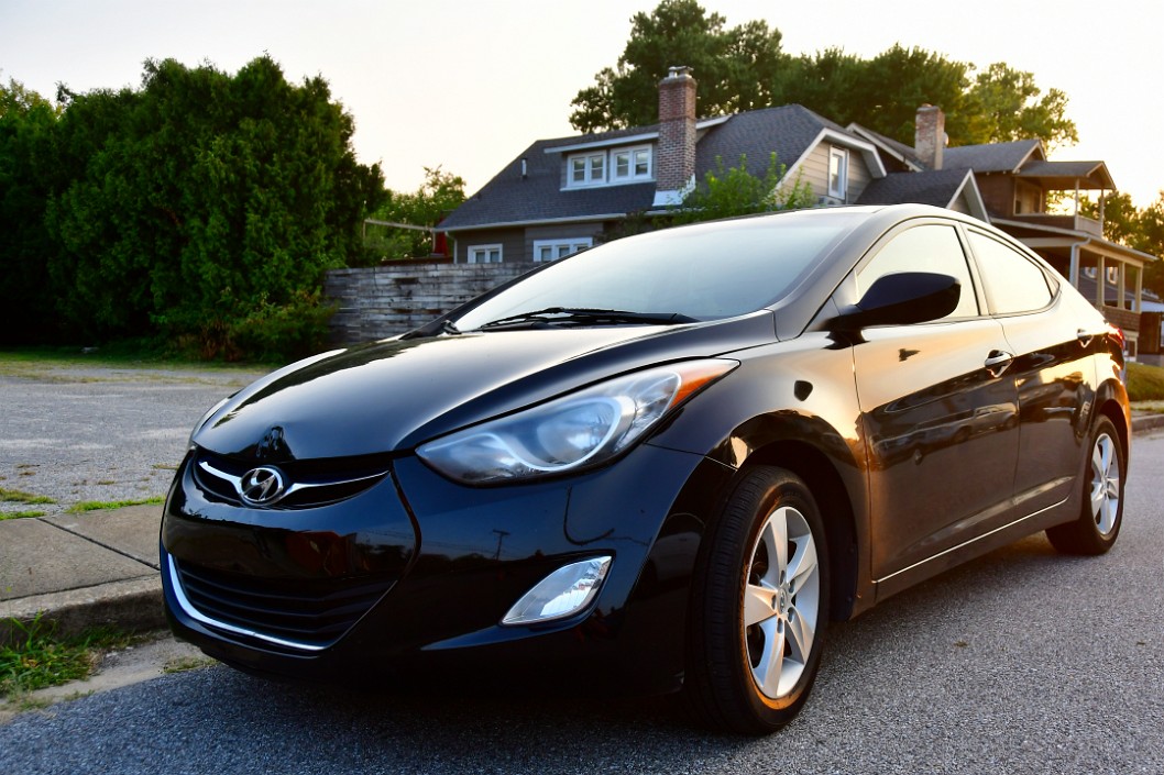 2013 Hyundai Elantra in Black in the Setting Sun